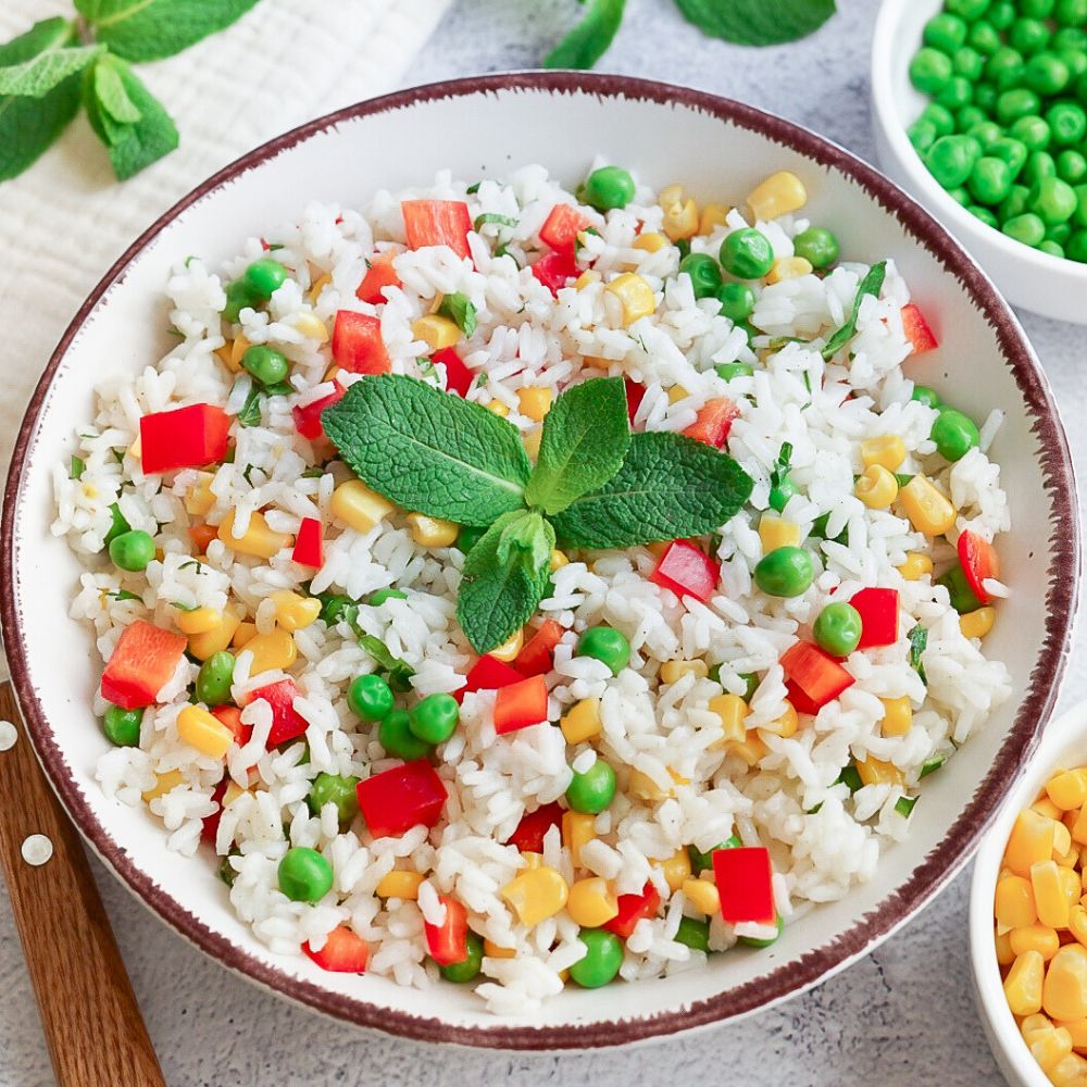 Einfacher Reissalat mit Gemüse